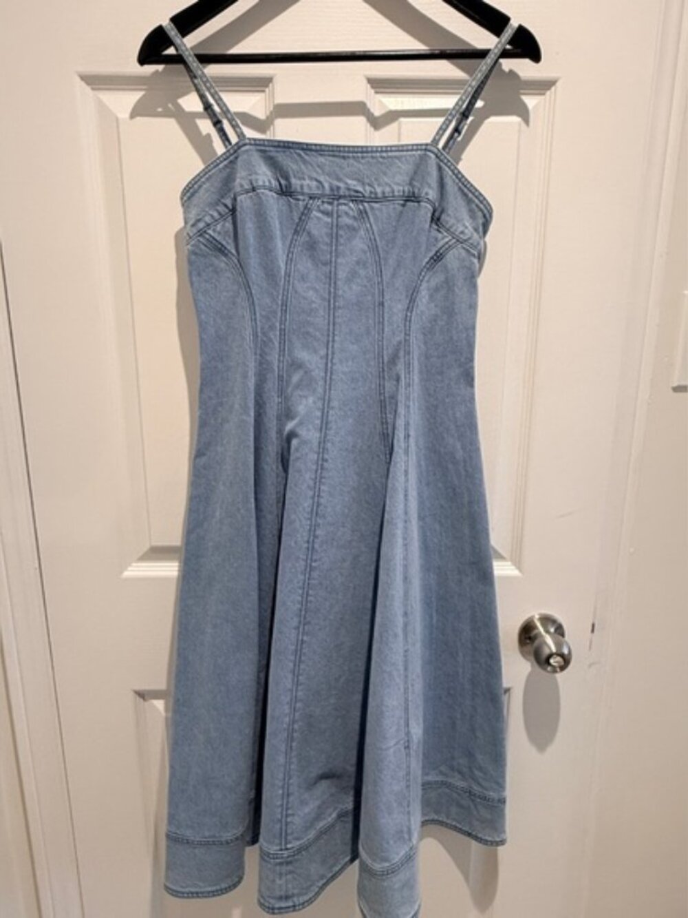 NWT Anthropologie Pilcro Square-Neck Seamed Chambray Midi Dress XS - Picture 3 of 11